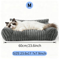 Cute Cat Couch For Pets - Fluffy Cat Beds With Premium Soft Corduroy Fleece, Fuzzy Cats Beds For Indoor Cats With Remova