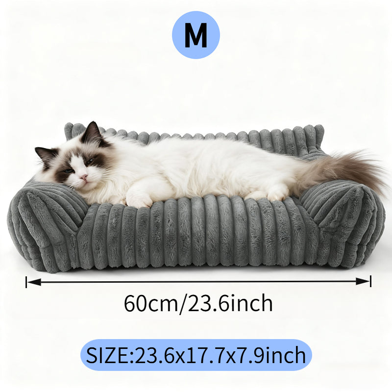 Cute Cat Couch For Pets - Fluffy Cat Beds With Premium Soft Corduroy Fleece, Fuzzy Cats Beds For Indoor Cats With Remova