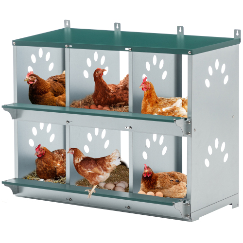 Chicken Nesting Box, 6 Room Metal Nesting Boxes For Chicken,Galvanized Steel Nesting Boxes For Hens,Easy To Assemble
