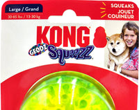 Kong Squeezz Geodz Balls Large 2Pk Squeaky Floating Dog Fetch Toy 3" Colors Vary