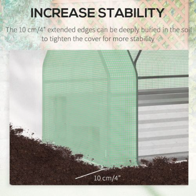 Outsunny Galvanized Raised Garden Bed With Mini Greenhouse Cover, Outdoor Metal Planter Box With 2 Roll-Up Windows For G