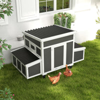 Wooden Chicken Coop with Nesting Box for 6 Chickens, Dark Gray