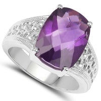 6.50 Carat Genuine Amethyst .925 Sterling Silver Ring