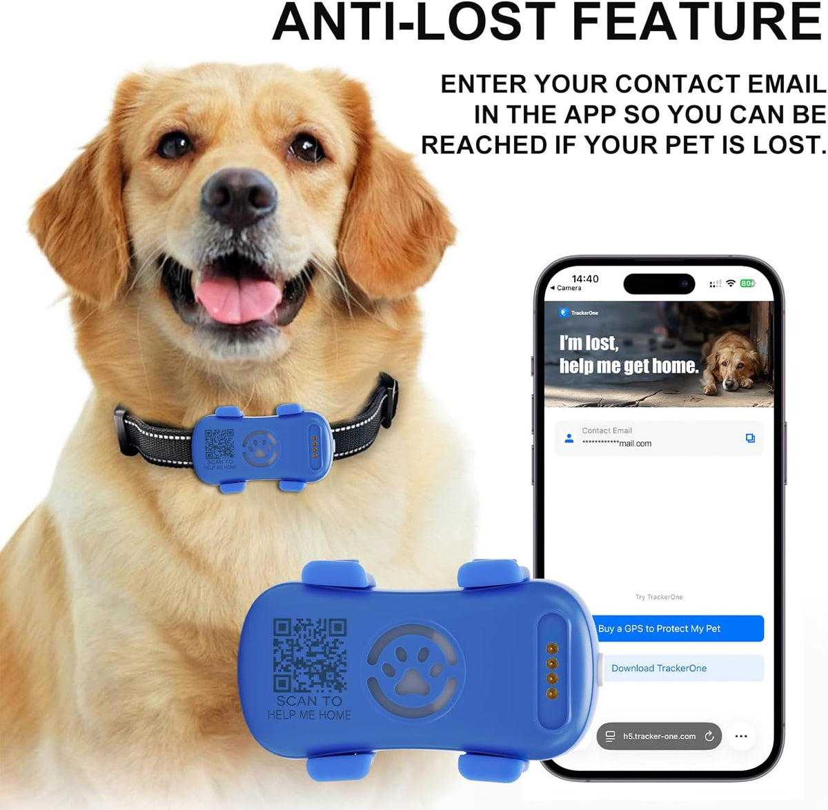 Dog GPS Tracker Real Time, Anti-Lost Pet Tracker With Geofence, Flash Light And Sound Alarm, Unlimited Distance Tracking
