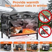 Heated Outdoor Cat House Waterproof Insulated Shelter Medium XL