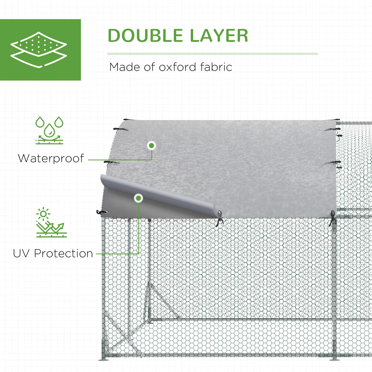 Large Metal Chicken Coop with Waterproof and Anti-UV Cover for Yard, Outdoor, Duck, Rabbit, 9.2 x 24.9 x 6.5