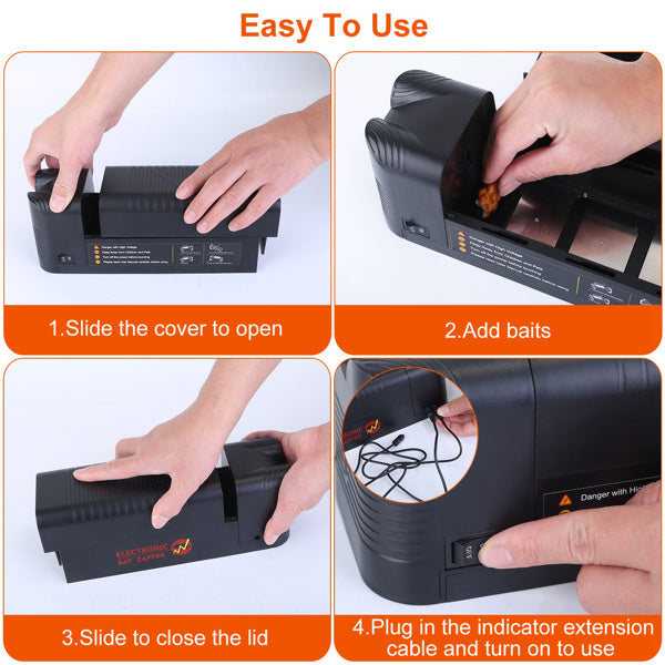 High Voltage 1800V Rat Trap - Spacious Inner For All Rodents, One - Way Entry, Rechargeable And Multifunctional For Indo