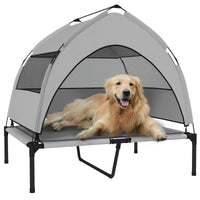 PawHut Elevated Dog Bed With Removable Canopy, Portable Outside Raised Pet Cot With Cooling Pad, Storage Bag