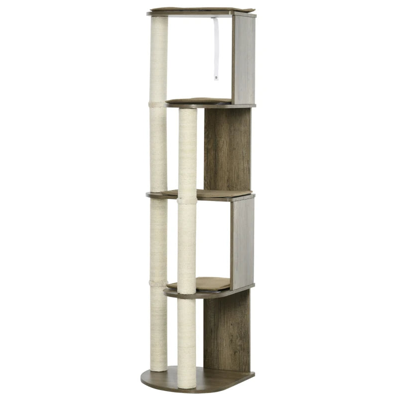 Corner Modern Cat Tree Tall For Climbing, Large Multilevel Cat Tower With Scratching Posts, Small-Fit Kitten Tower With 