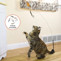 Interactive Cat Feather Toy with Suction Base & 5 Bird Refills