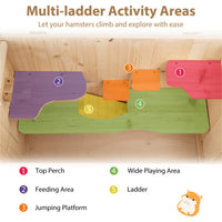 Fir Wood Hamster Cage with Flip Roof, Multi-Ladder Activity Areas for Guinea Pigs Hedgehogs