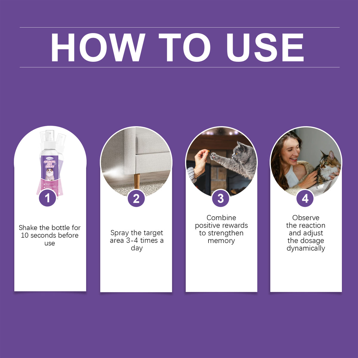 Calming Cat Spray, 60ML Natural Cat Anxiety Relief Spray For Stress & Bad Behavior Correction Product Bullet Points Natu