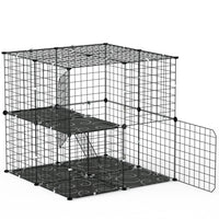 1Pc 2Tier Cat Cage Playpen Indoor Pet Enclosures Kitten Kennel House Detachable Cat Crate With Climbing Ladder 2 Doors F