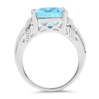 8.89 Carat Genuine Swiss Blue Topaz .925 Sterling Silver Ring