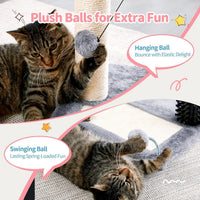 Small 4-in-1 Cat Tree Tower With Self-grooming Brush And Natural Sisal Scratching Post, Soft Plush Cat Bed And Hanging B