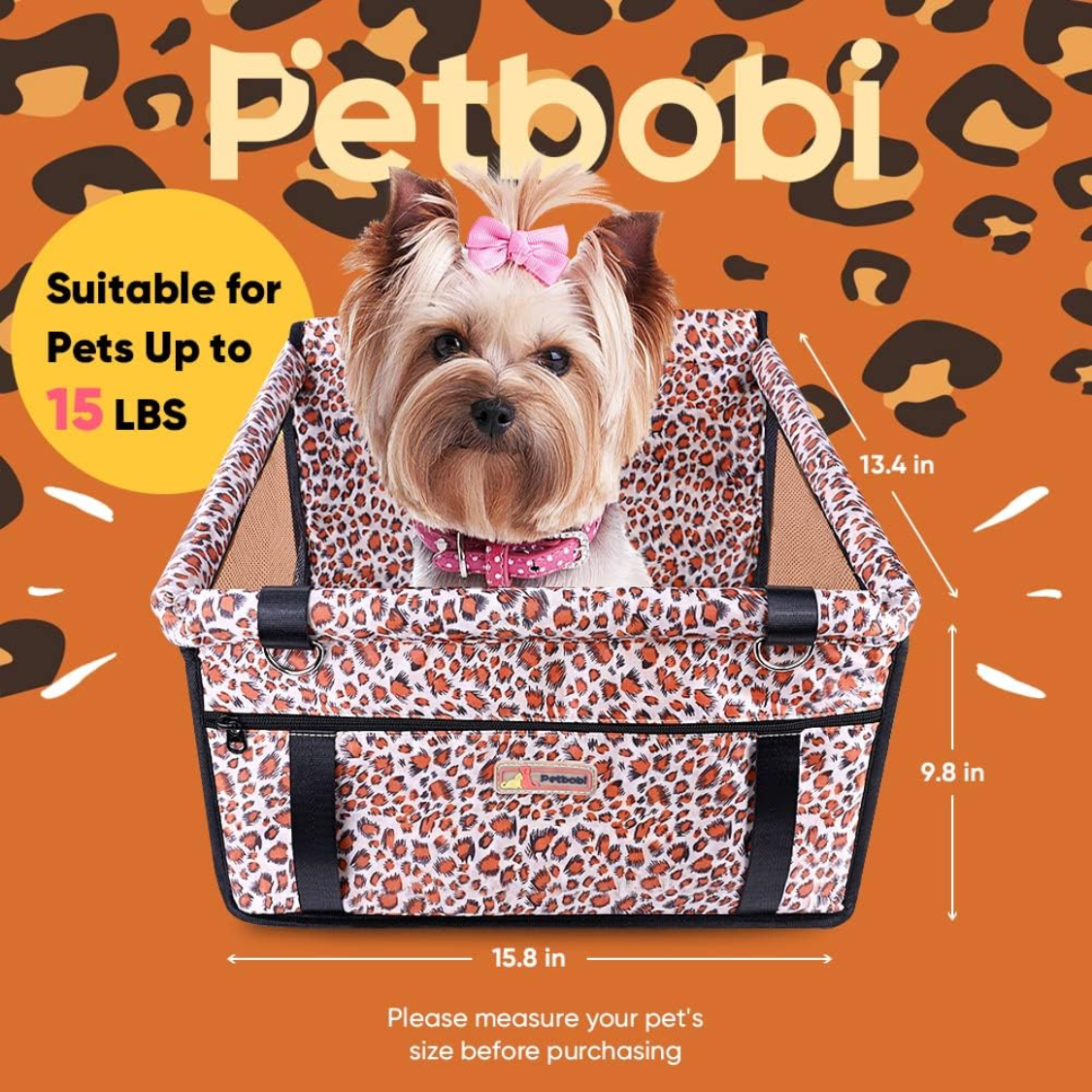 Small Dog Car Seat, Dog Car Booster Seat For Small Medium Dogs Foldable Front Seat Safety With Sturdy PVC Tube Frame, Br