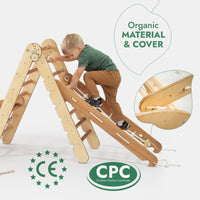 5in1 Montessori Climbing Set: Triangle Ladder + Arch/Rocker + Slide Board/Ramp + Netting rope + Cushion