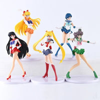 5pc Sailor Moon Anime Figures, Minako Aino, Rei Hino, Ami Mizuno, Usagi Tsukino, Makoto Kino Anime Figurine 7 in