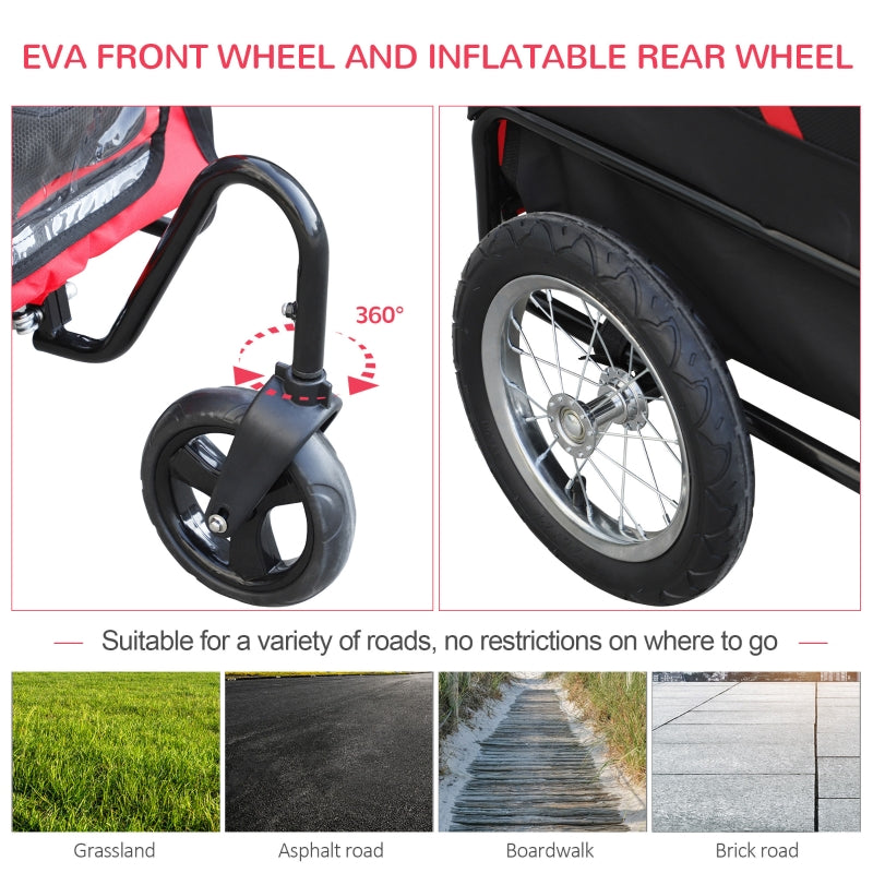 2-in-1, 3 Wheel Pet Jogging Stroller Bike Trailer - BIG FRENCHIES