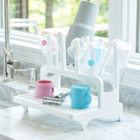 PopYum 9 oz Pink Formula Making Baby Bottle 3-Pack with White Drying Rack Bundle - BIG FRENCHIES