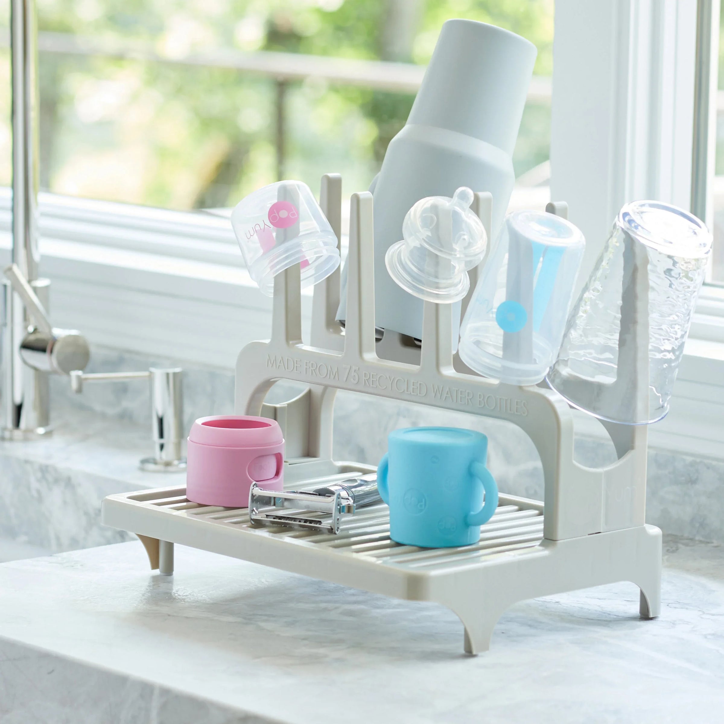 PopYum Orange Formula Making Baby Bottle Set 4-Pack with Gray Drying Rack Bundle - BIG FRENCHIES