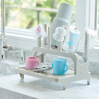 PopYum 9 oz Blue Formula Making Baby Bottle 3-Pack with Gray Drying Rack Bundle - BIG FRENCHIES