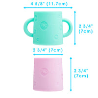 PopYum Silicone Training Cup 2-Pack for Baby and Toddler, handles, BPA Free, self feeding training, tumbler (mint green and pastel pink)