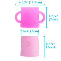PopYum Silicone Training Cup 2-Pack for Baby and Toddler, handles, BPA Free, self feeding training, tumbler (electric purple and orchid pink)
