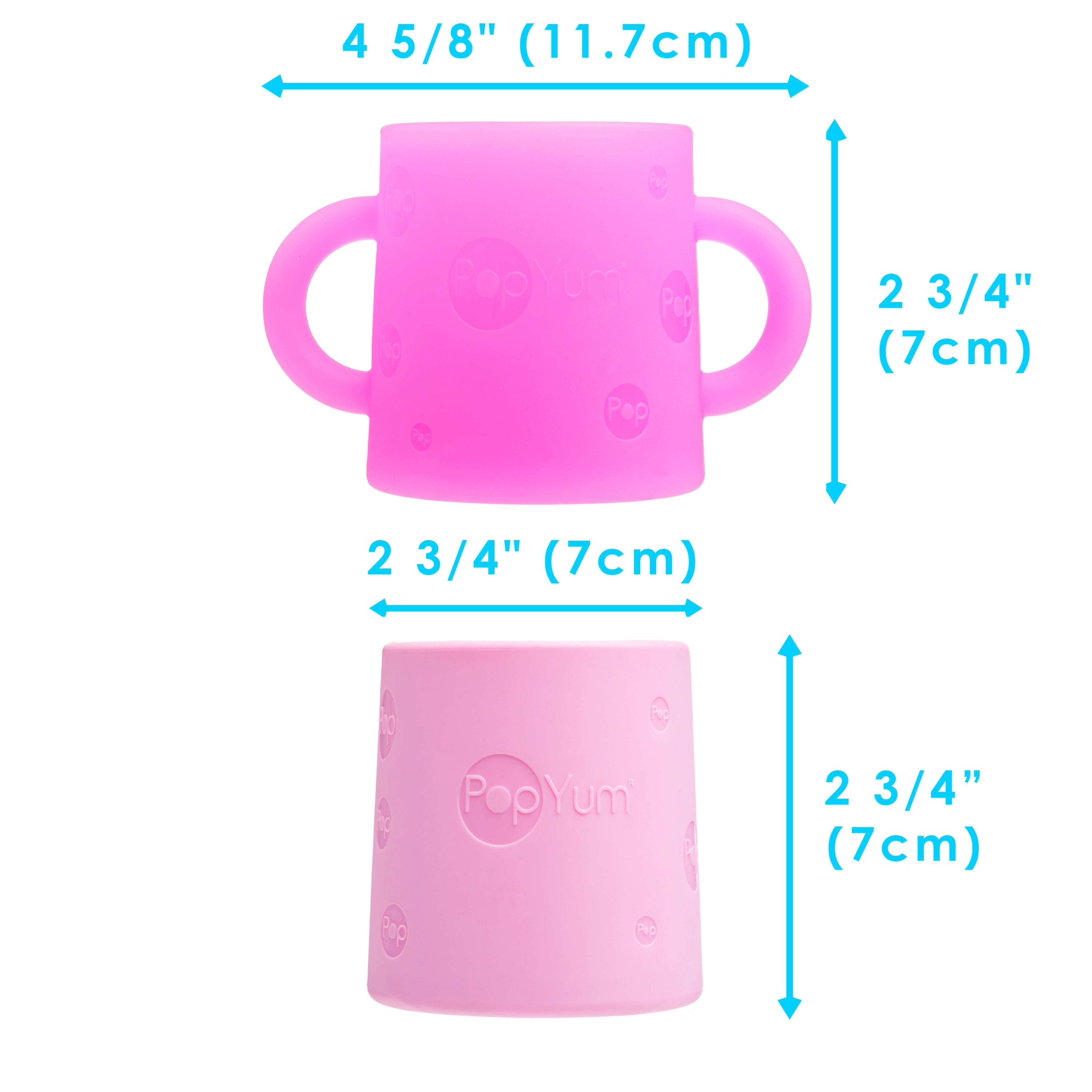 PopYum Silicone Training Cup 2-Pack for Baby and Toddler, handles, BPA Free, self feeding training, tumbler (electric purple and orchid pink)
