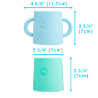 PopYum Silicone Training Cup 2-Pack for Baby and Toddler, handles, BPA Free, self feeding training, tumbler (sky blue and mint green) - BIG FRENCHIES