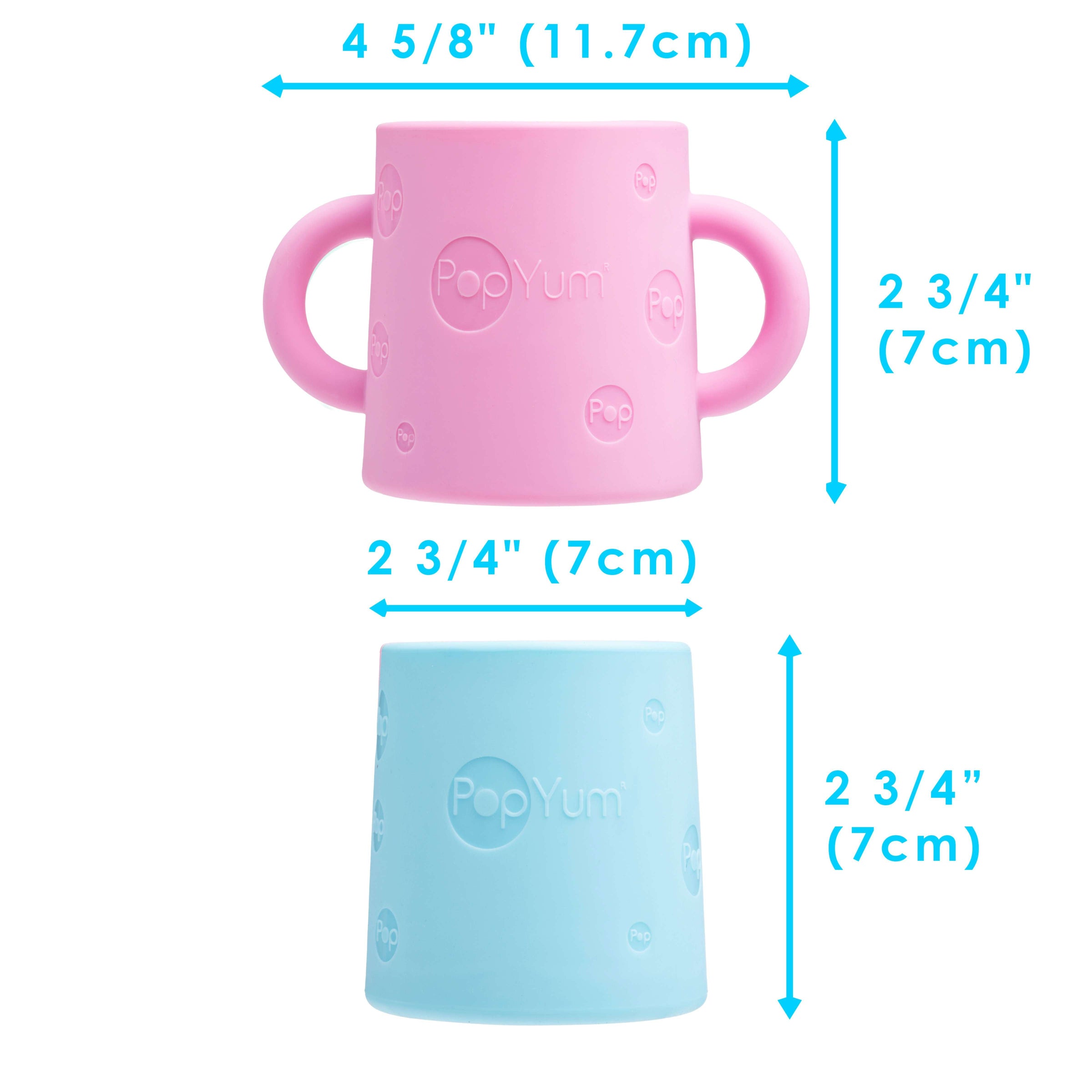 PopYum Silicone Training Cup 2-Pack for Baby and Toddler, handles, BPA Free, self feeding training, tumbler (orchid pink and sky blue)