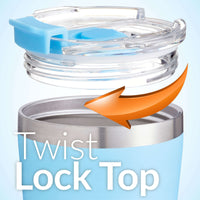 PopYum 9oz Insulated Stainless Steel Kids’ Cups with Lid and Straw, 2-Pack, Blue & Pink, stackable, sippy, baby, child, toddler, tumbler