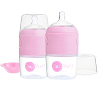 PopYum 5oz Anti-Colic Baby Bottle for Breast and Formula Feeding, 2-Pack, Pink, #1 Slow Flow Nipples - BIG FRENCHIES