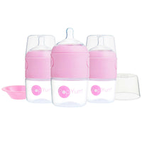 PopYum 5oz Anti-Colic Baby Bottle for Breast and Formula Feeding, 3-Pack, Pink, #1 Slow Flow Nipples - BIG FRENCHIES