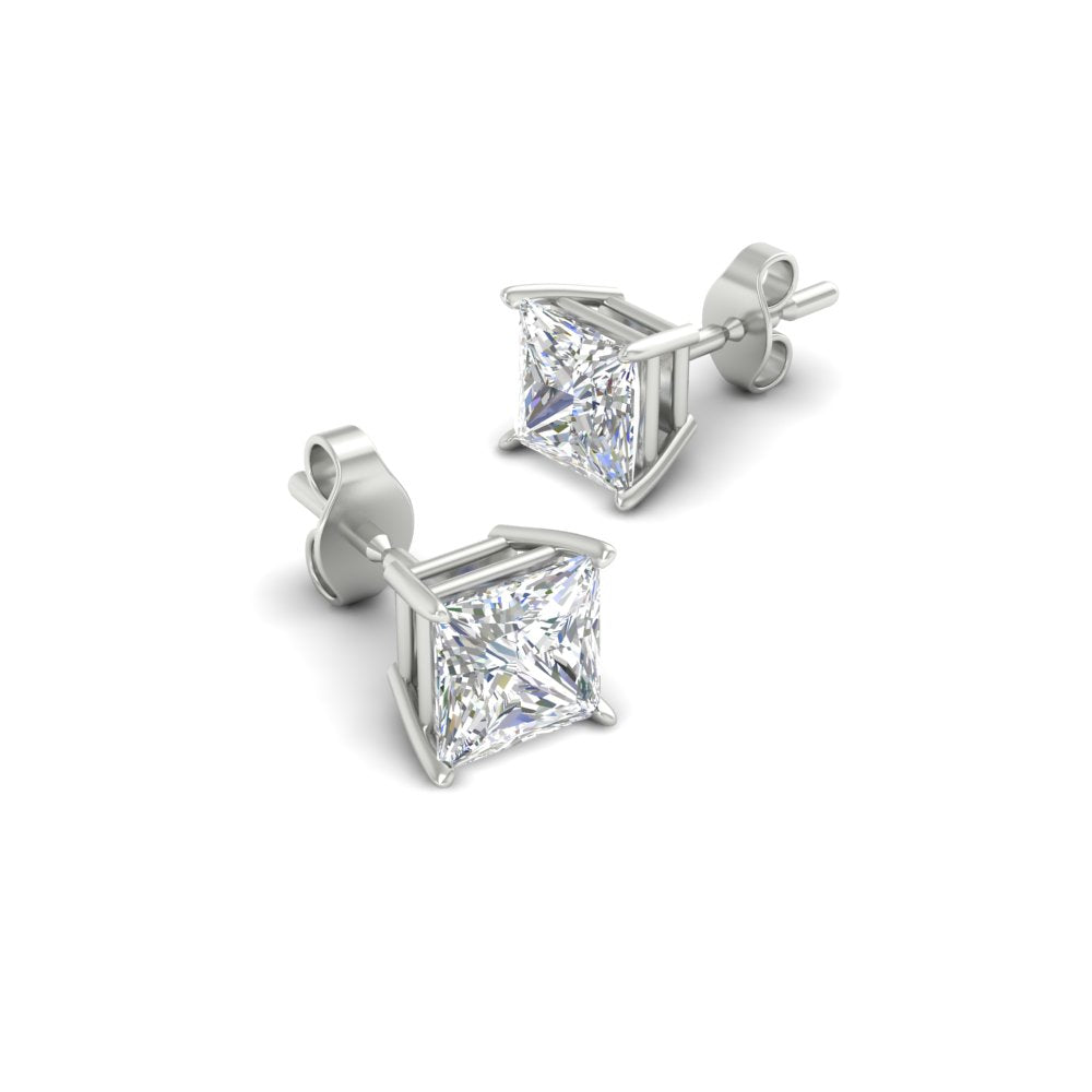 Princess-Cut Diamond Solitaire Stud Earrings (1 - 10ct | GIA & IGI Certified)