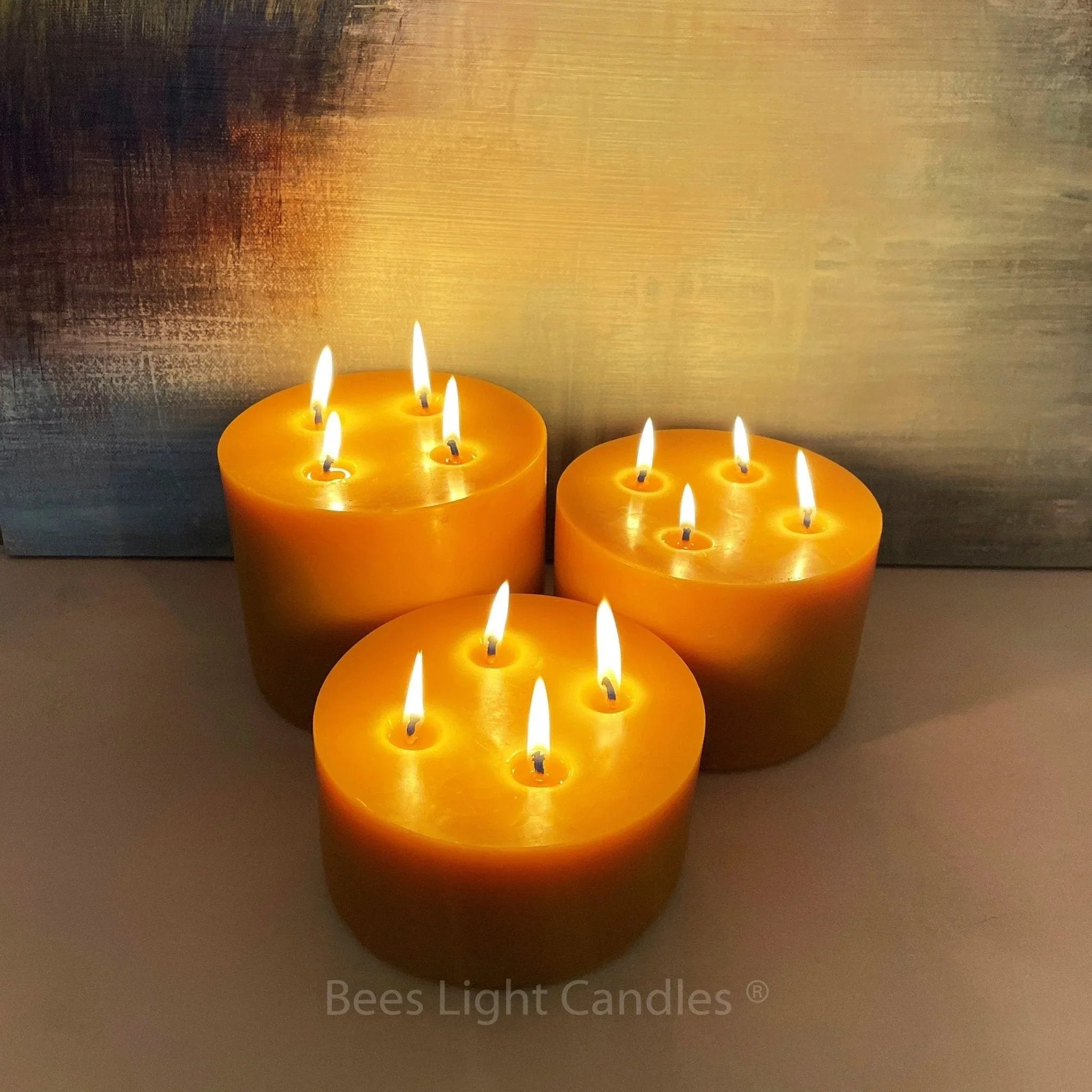 6 Inch Wide Large Beeswax Pillars | Set of 3 Candles 6x3+6x4+6x5 - BIG FRENCHIES