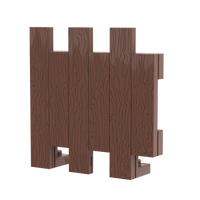Wooden Fence (Reddish Brown) - Custom Printed - Made with LEGO® Parts