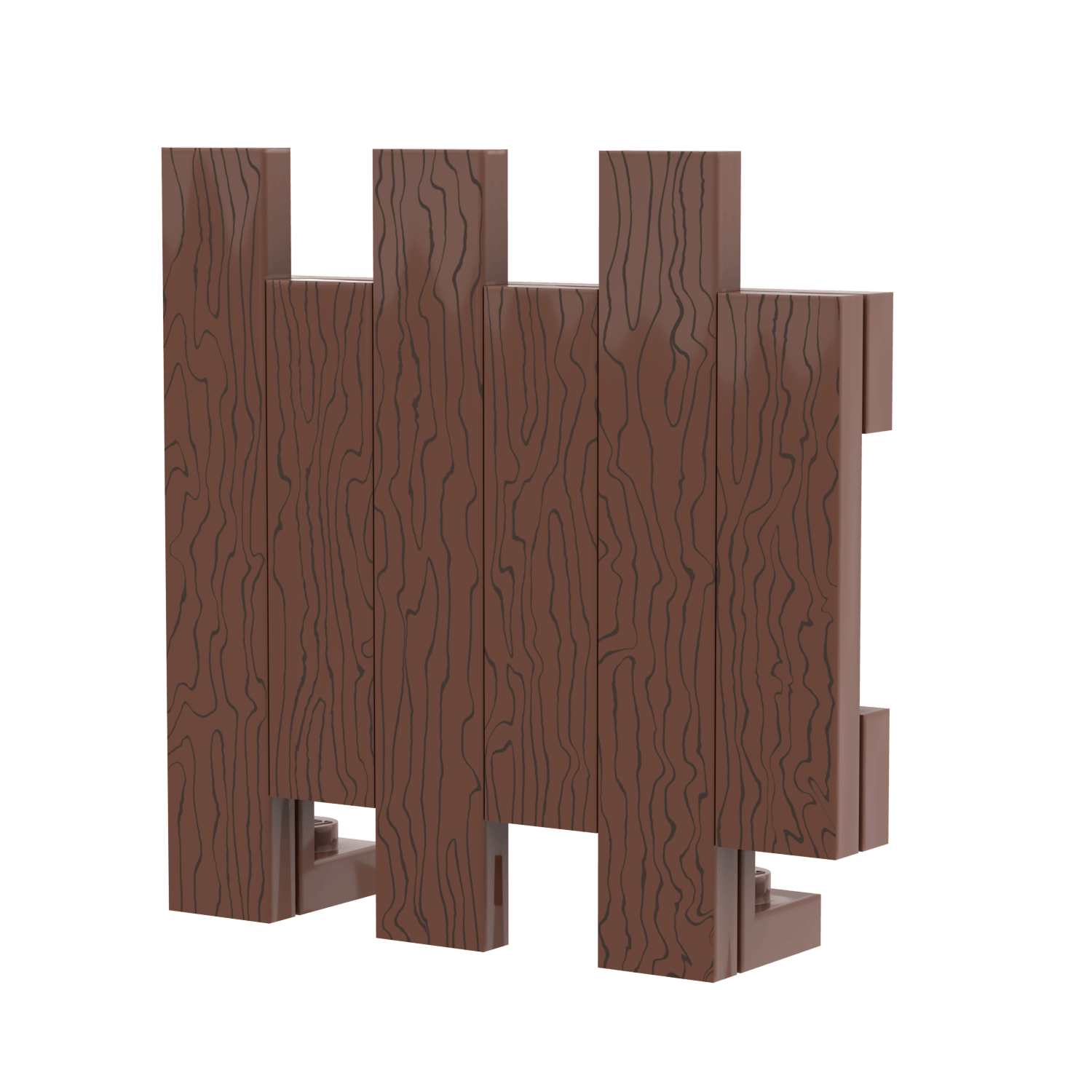 Wooden Fence (Reddish Brown) - Custom Printed - Made with LEGO® Parts