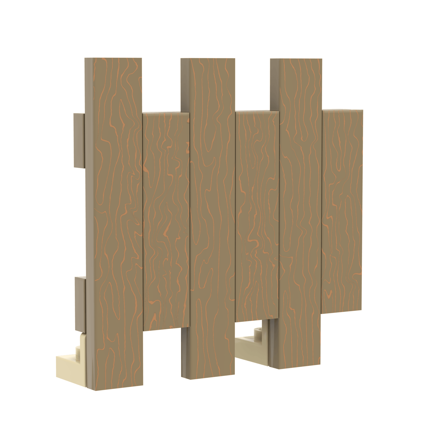 Wooden Fence (Dark Tan) - Custom Printed - Made with LEGO® Parts