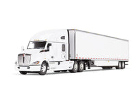 Kenworth T680 with 76" High Roof Sleeper and 53' Smooth Sided Dry Goods Trailer White 1/64 Diecast Model by DCP/First Gear