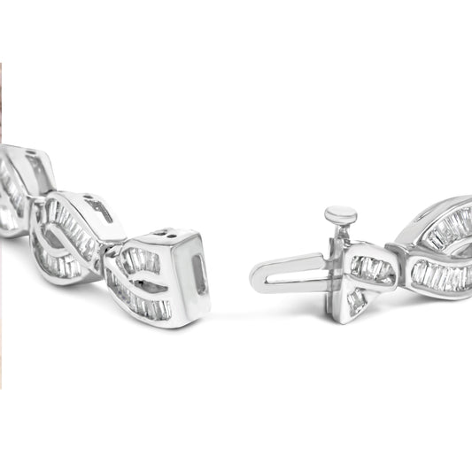 14K White Gold 2.00 Cttw Channel Set Baguette Diamond Vintage Style Link Bracelet (G-H Color, SI1-SI2 Clarity) - 7.25"
