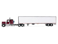 Peterbilt 589 with 58" Flat Top Sleeper and 53' Utility Trailer Legendary Red with Black Top 1/64 Diecast Model by DCP/First Gear