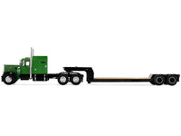Peterbilt 351 with 60" Vintage Sleeper and Rogers Vintage Lowboy Trailer Green with Black Trailer 1/64 Diecast Model by DCP/First Gear