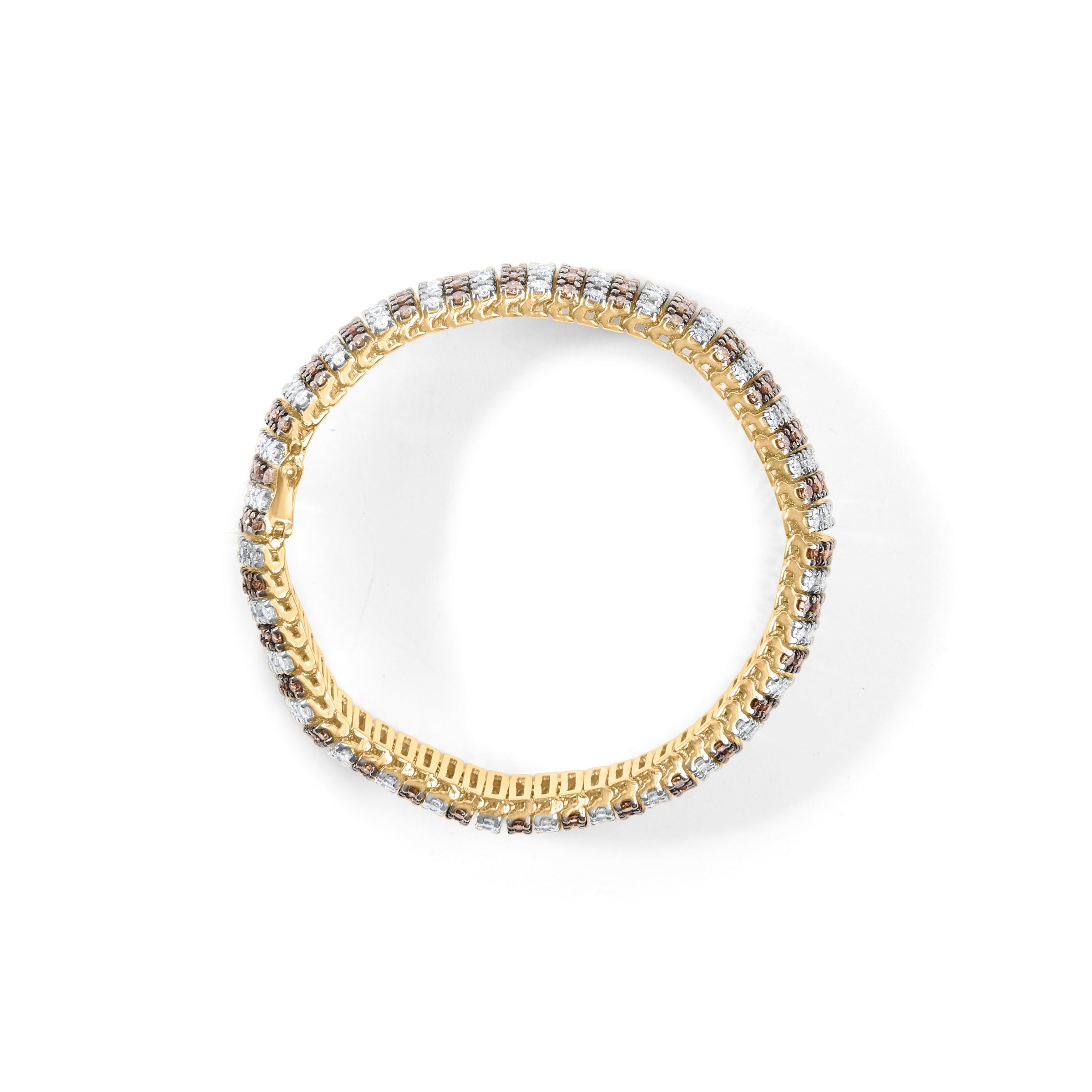 10K Yellow Gold 10-1/3 Cttw Alternating Coco Color and White Diamond 5 Row Tennis Bracelet (Brown/H-I Color, SI1-SI2 Clarity) - Size 7.25
