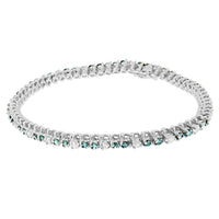 14K White Gold 4 5/8 Cttw Alternating White and Blue Diamond Martini Set Tennis Bracelet (H-I Color, I1-I2 Clarity) - 7" Inches