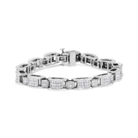 14K White Gold 5.0 Cttw Princess Cut Diamond Invisible Set Alternating Size D Shaped Links Tennis Bracelet (H-I Color, SI2-I1 Clarity) - 7â€