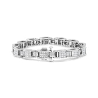 14K White Gold 5.0 Cttw Princess Cut Diamond Invisible Set Alternating Size D Shaped Links Tennis Bracelet (H-I Color, SI2-I1 Clarity) - 7â€