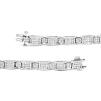 14K White Gold 5.0 Cttw Princess Cut Diamond Invisible Set Alternating Size D Shaped Links Tennis Bracelet (H-I Color, SI2-I1 Clarity) - 7â€