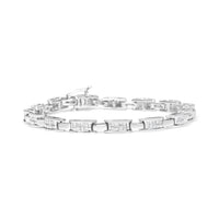 14K White Gold 2.0 Cttw Princess Cut Invisible Set Diamond Rectangular Link Bracelet (I-J Color, I1-I2 Clarity) - 7.25"