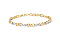 10k Yellow Gold 1/3 Cttw Diamond 3 Stone and X-Link Bracelet (I-J Color, I1-I2 Clarity) - 7.50" Inches
